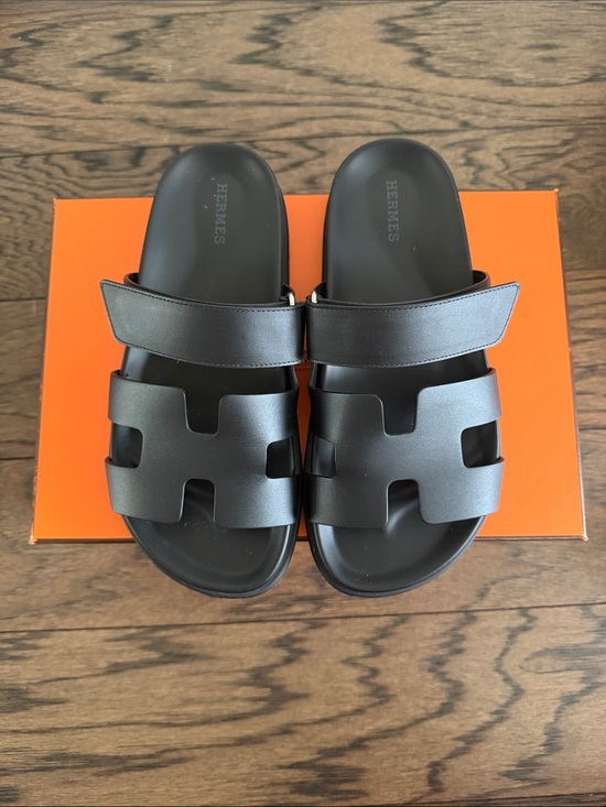 Hermes Shoes - Hermès black Chypre sandals